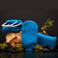 Exfoliating Massage Kit - Mitt, Sponge & Strap — Blue